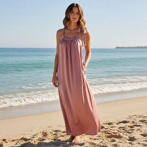 MNG By Mango Dress Women's Coral Halter Sleeveless Satin Lined Size 8 NEW